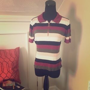 Candie's ring zip front sweater tee